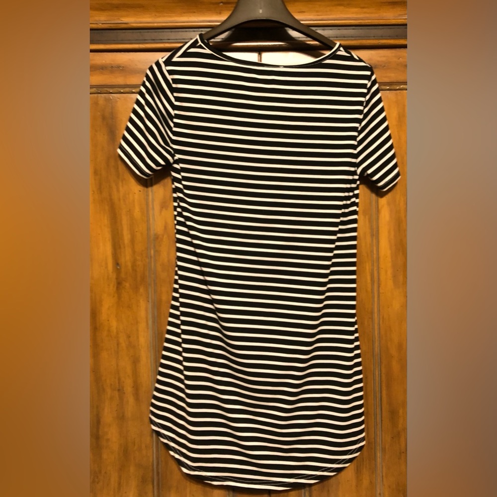 Women’s Knit Tee Dress, Size: Small, Navy and White Stripes.